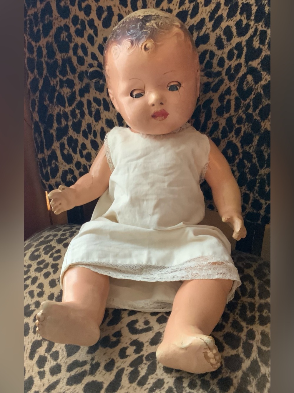 Vintage Baby Doll in Cream Dress (in distress)
